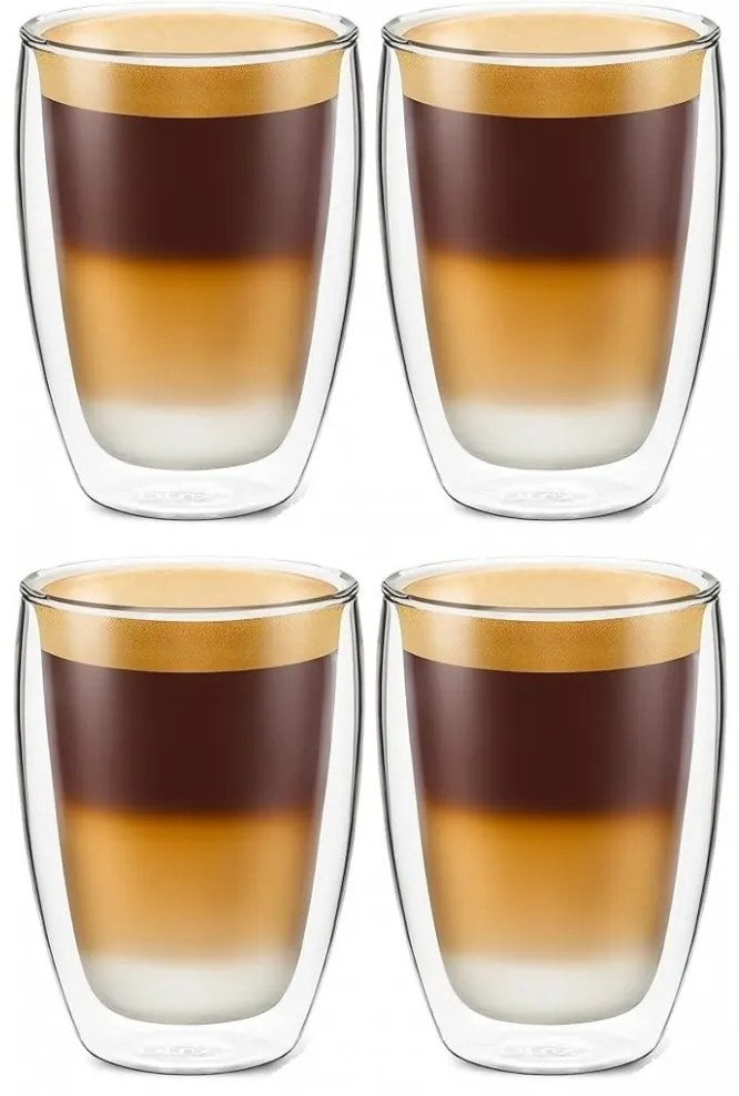 Set 4 pahare Krasino Selory, pereti dubli, sticla borosilicat, 300 ml