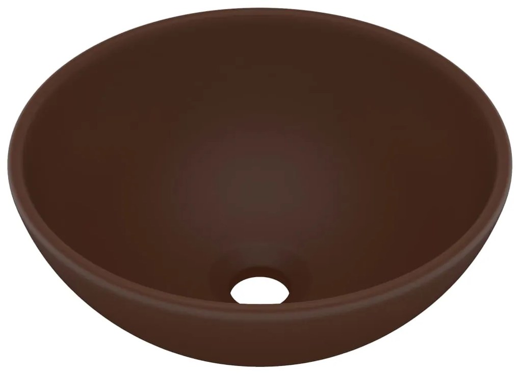 Chiuveta baie lux maro inchis mat 32,5x14 cm ceramica rotund matte dark brown
