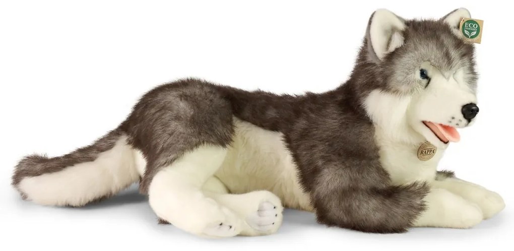 Rappa Câine husky de pluș culcat 60 cm