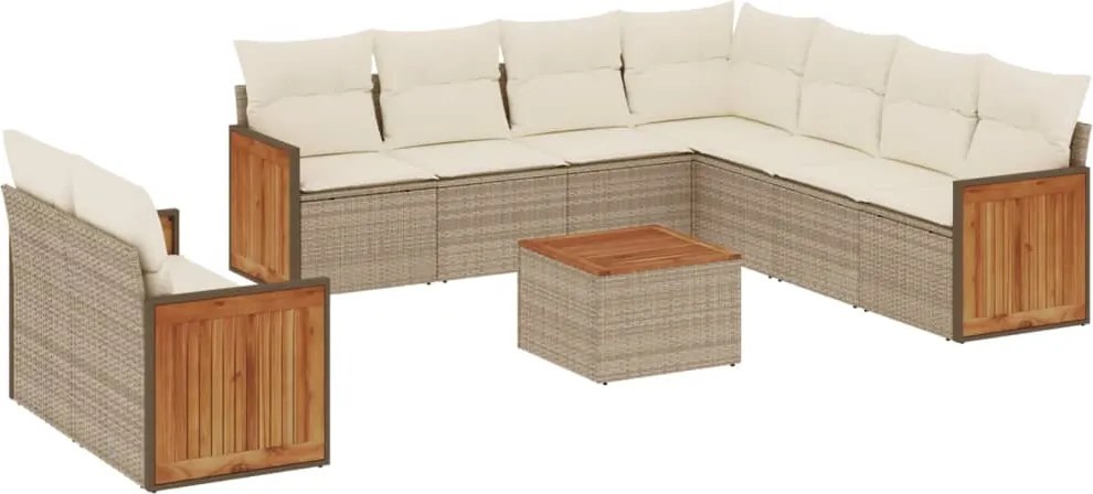 vidaXL Set canapele de grădină cu perne, 10 piese, bej, poliratan