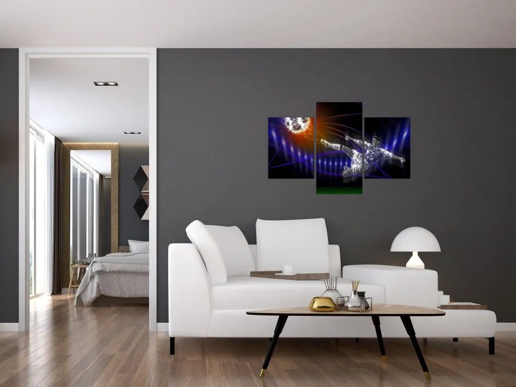 Tablou - Fotbaliști în săritură (90x60 cm)