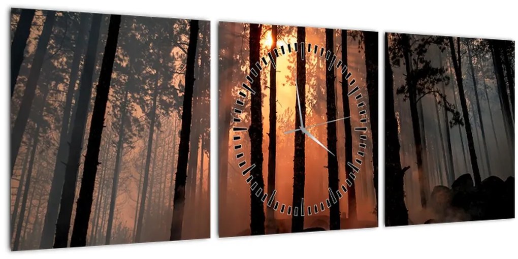 Tablou cu pădure întunecată (cu ceas) (90x30 cm)
