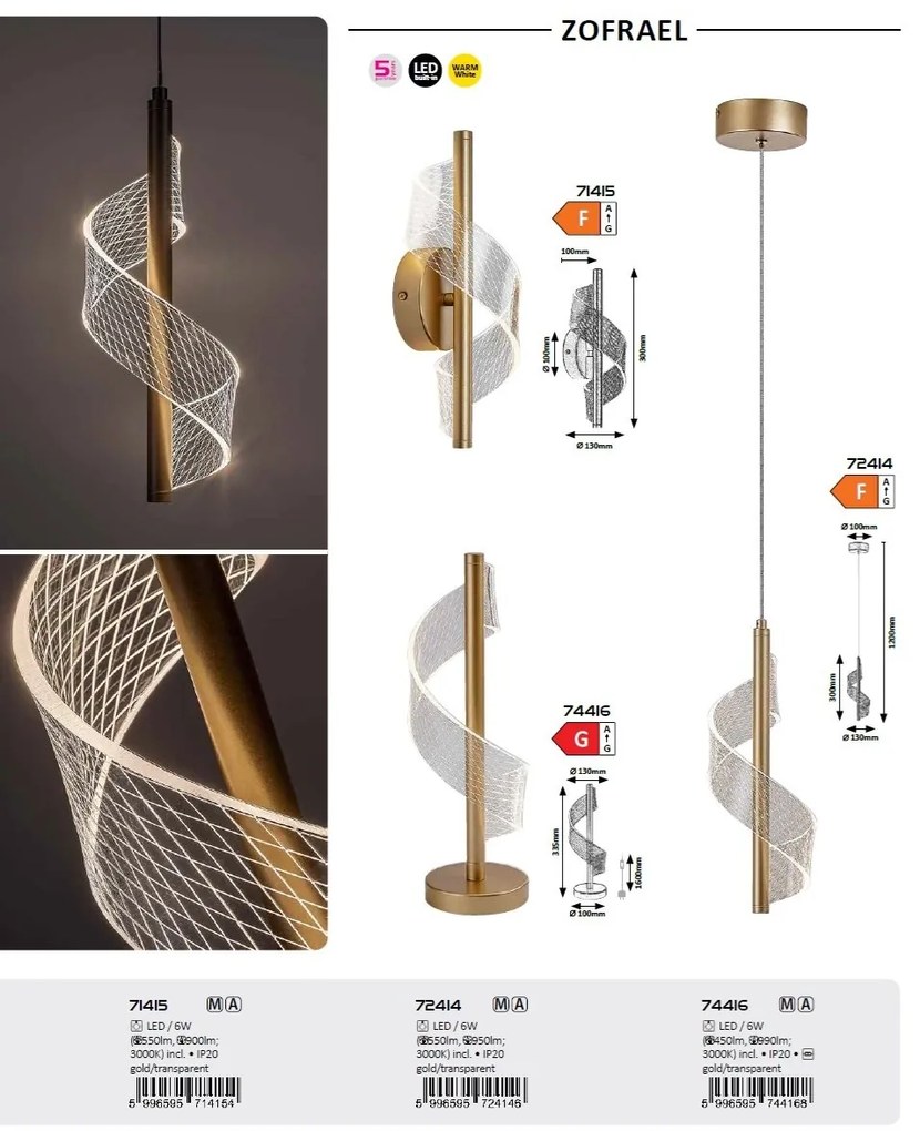 Veioza/Lampa de masa LED din metal auriu Zofrael