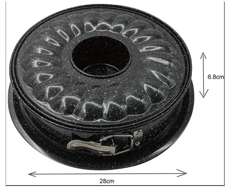 Forma pentru blat si chec Kinghoff KH 1779, 26 cm, Fund detasabil, Otel, Negru