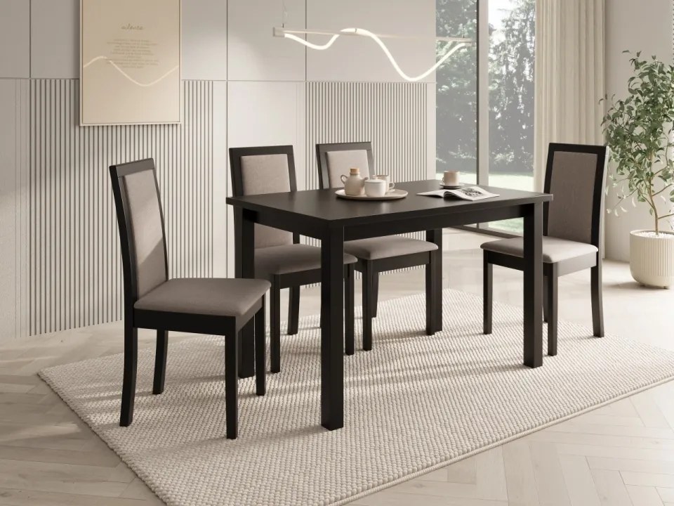 Scaun tapitat, din lemn, Nola IV, ADRK Furniture (Culoare: Nuc inchis / Opium 85)