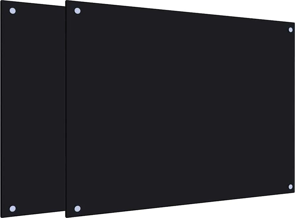 vidaXL Panou antistropi bucătărie 2 buc. negru 80x60cm sticlă securiz.