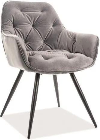 Scaun gri din catifea Cherry Velvet Chair | PRIMERA COLLECTION