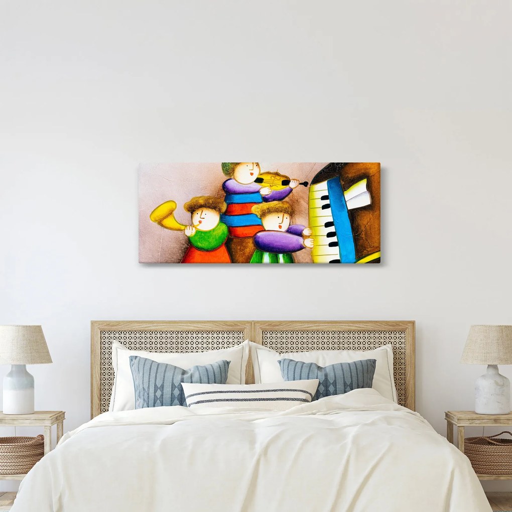 Tablou - Muzicanții, pictură (120x50 cm)