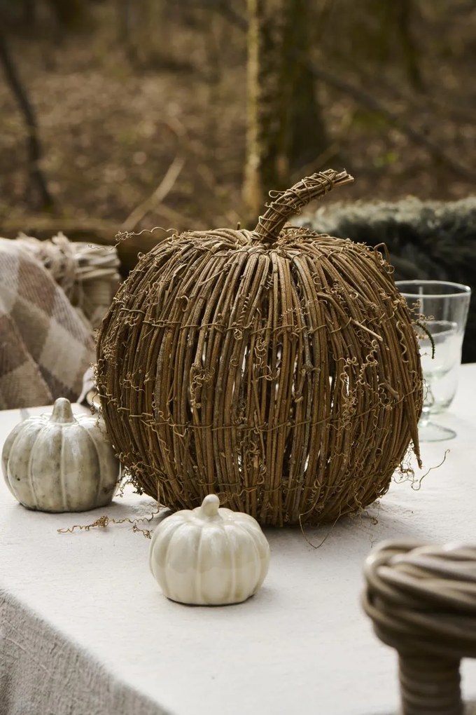 IB Laursen Decoratiune din gresie dovleac PUMPKIN STANDING Ø10 cm crem