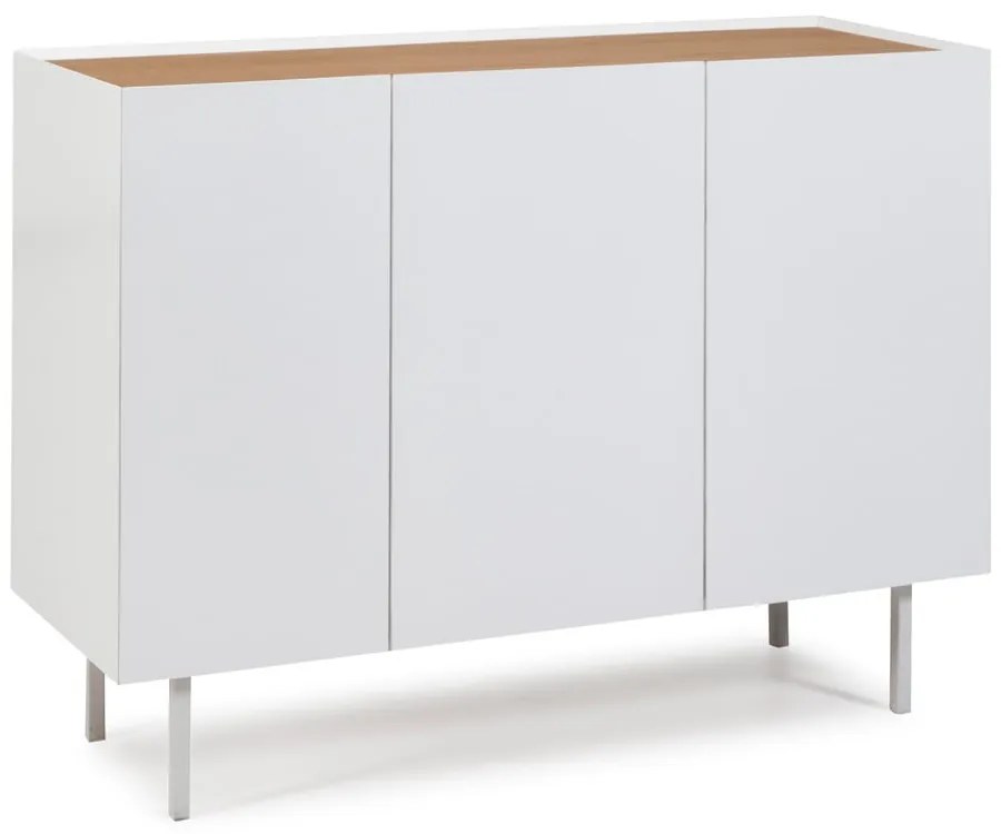 Comodă albă joasă cu aspect de lemn de stejar 110x85 cm Arista – Teulat