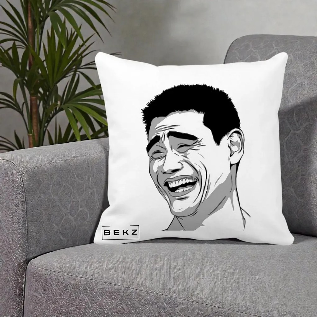 Perna Decorativa Yao Ming Meme, 40x40 cm, Alba Mata, Husa Detasabila, Perna Inclusa, BEKZ®