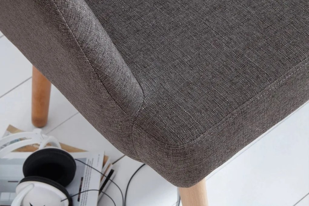 Bancheta tapitata cu brate si picioare din lemn Scandinavia, gri inchis A-37926 VC