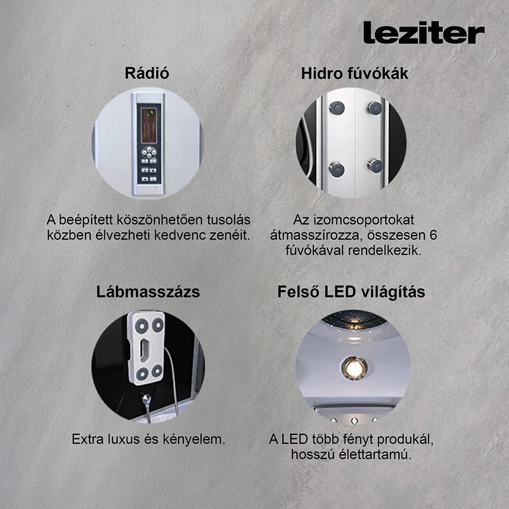 Cadă de baie cu hidromasaj Emilia 150 cu electronică, neagră