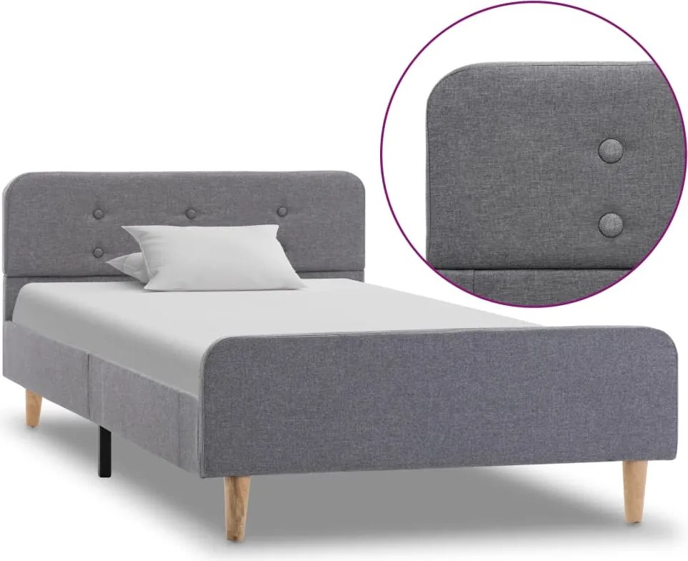 vidaXL Cadru de pat, gri deschis, 100 x 200 cm, material textil