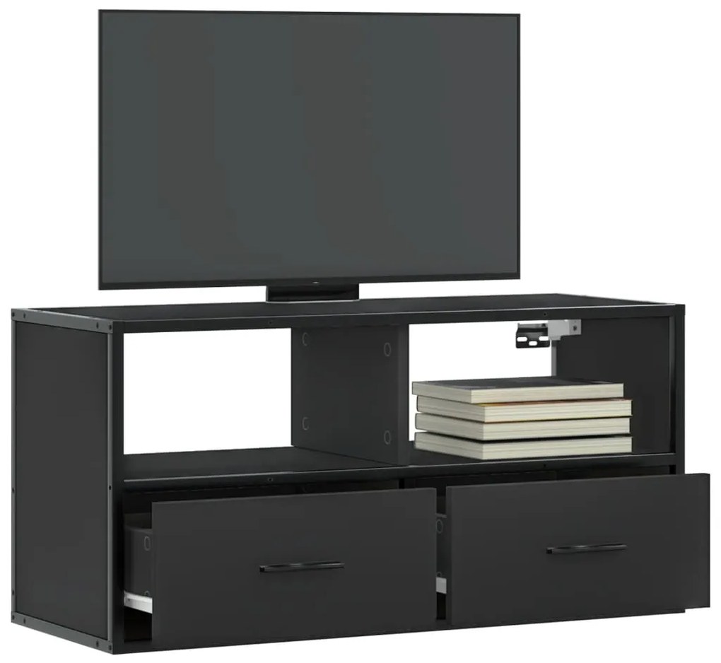 vidaXL Dulap TV, negru, 80x31x39,5 cm, lemn prelucrat și metal
