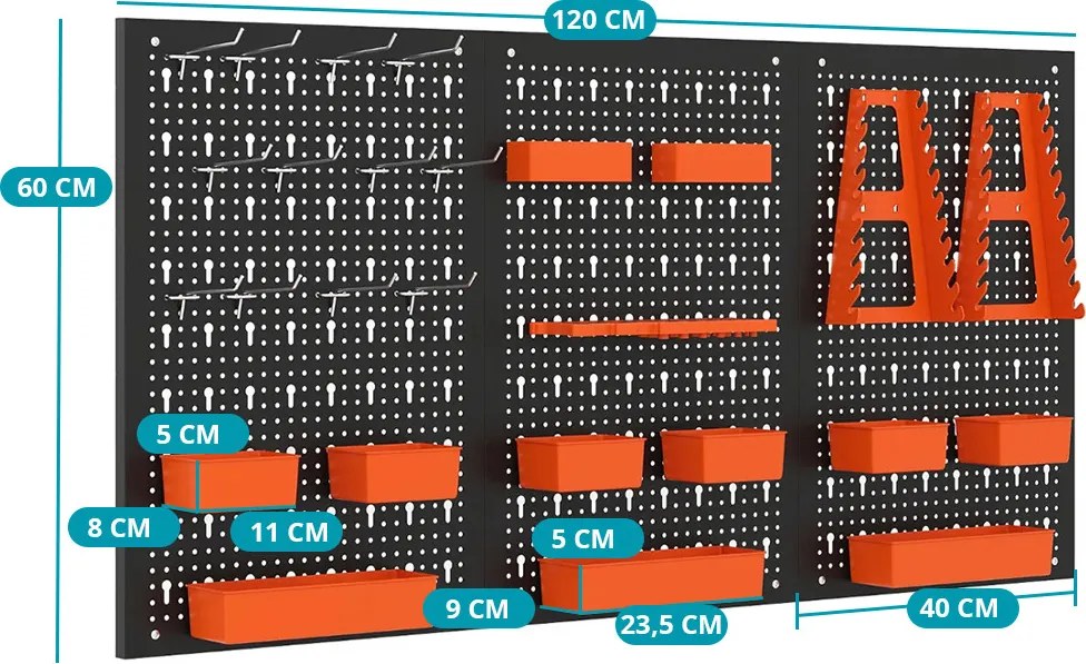 Depozit de Unelte Metalice cu 9 Compartimente și Cârlige