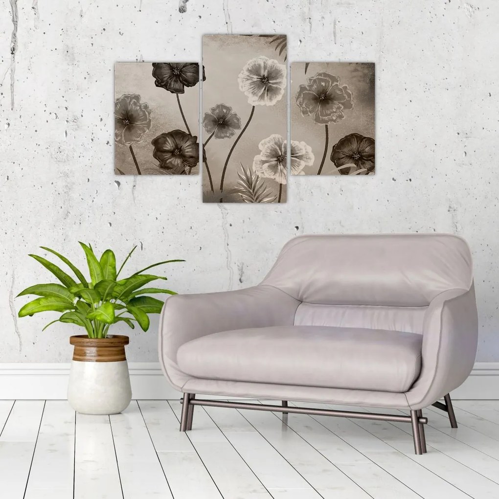 Tablou - Flori desenate (90x60 cm)