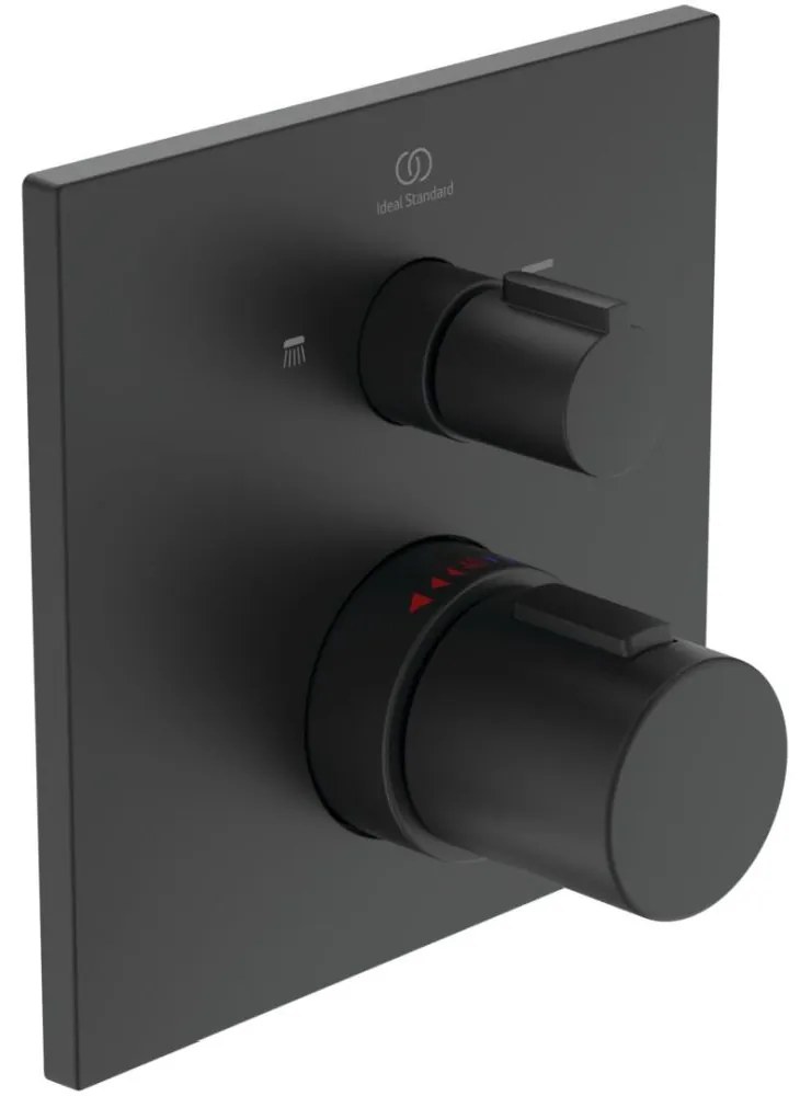 Baterie termostatata pentru cada incastrata, neagra