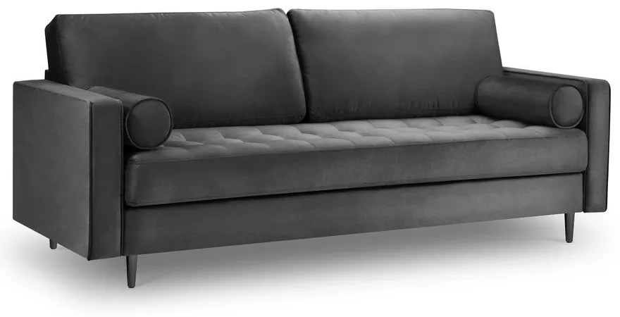 Canapea din catifea Milo Casa Santo, 219 cm, gri închis