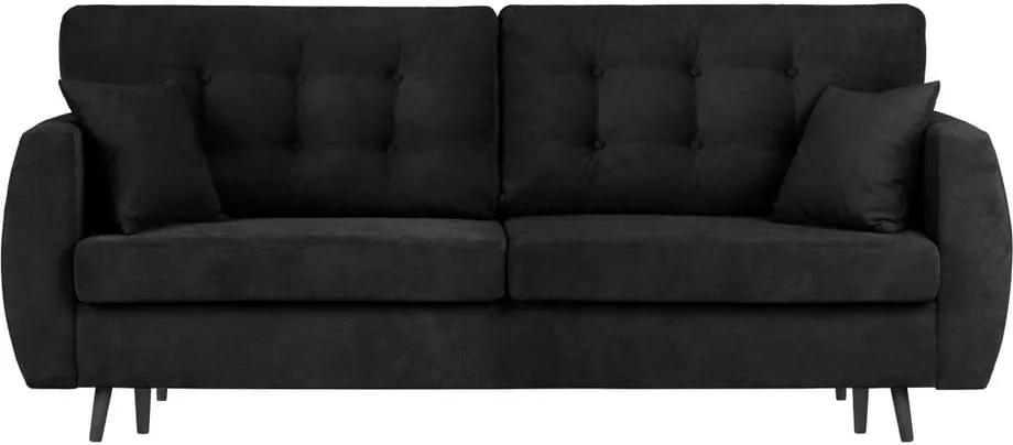 Canapea extensibilă cu 3 locuri și spațiu pentru depozitare Cosmopolitan design Rotterdam, 231 x 98 x 95 cm, negru
