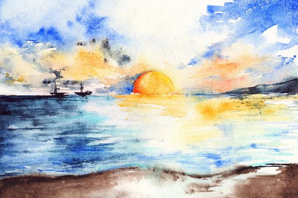 Tapet apus de soare radiant la mare