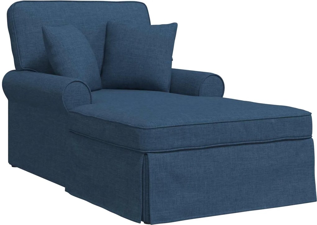 vidaXL Chaise Lounge cu fustă cu pernă 3 pcs albastru țesătură