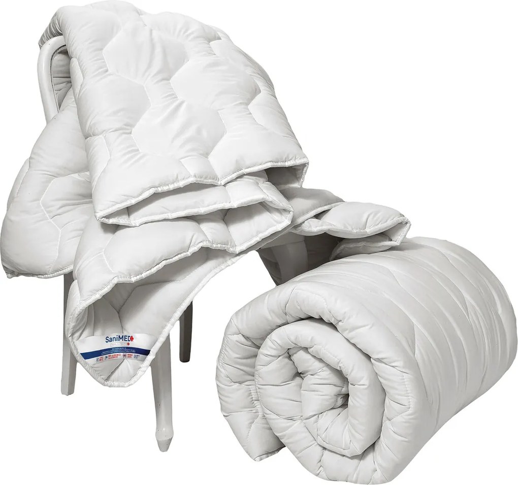 Pilota Alcam, SaniMed® 200x220 cm, microfibra matlasata hipoalergenica, 250g/mp umplutura cu tratament SILVERPLUS®