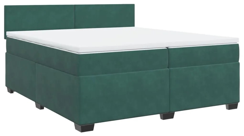 3286399 vidaXL Pat box spring cu saltea, verde închis, 200x200 cm, catifea