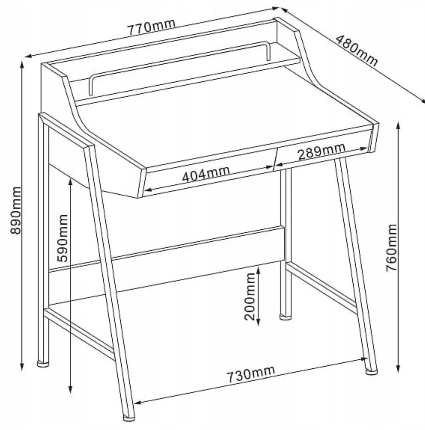 Birou MDF/stejar B-168 maro inchis