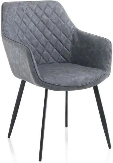Set 2 scaune Pekoa, 87x51x58 cm, metal/ ecopiele, albastru