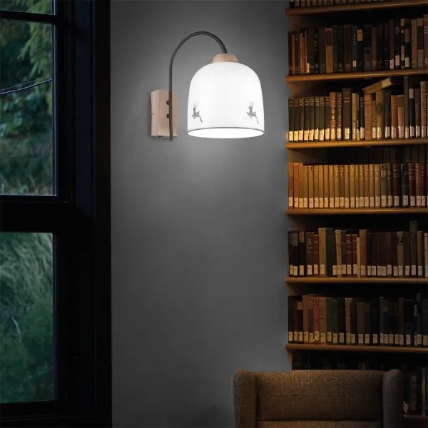 Lampă de perete NONNA 1xE27/60W/230V căprioară stejar/alb/gri Kolarz A1352.61.Gr.100