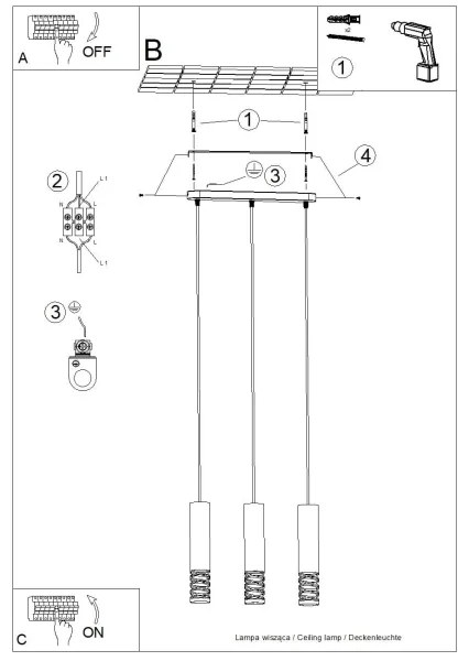 Lustră pe cablu Sollux SL.1688 LAMI 3xGU10/10W/230V alb
