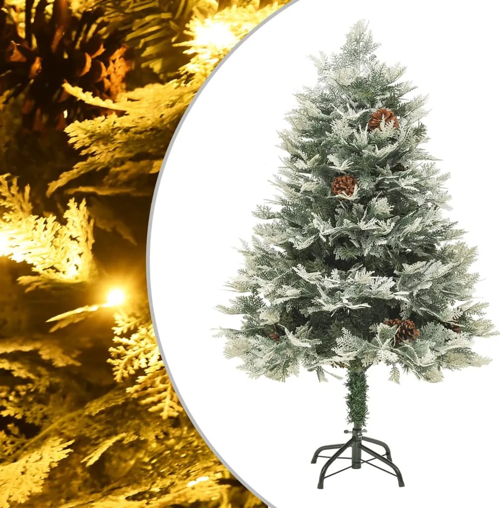 vidaXL Brad de Crăciun pre-iluminat conuri de pin verde 150 cm PVC&PE