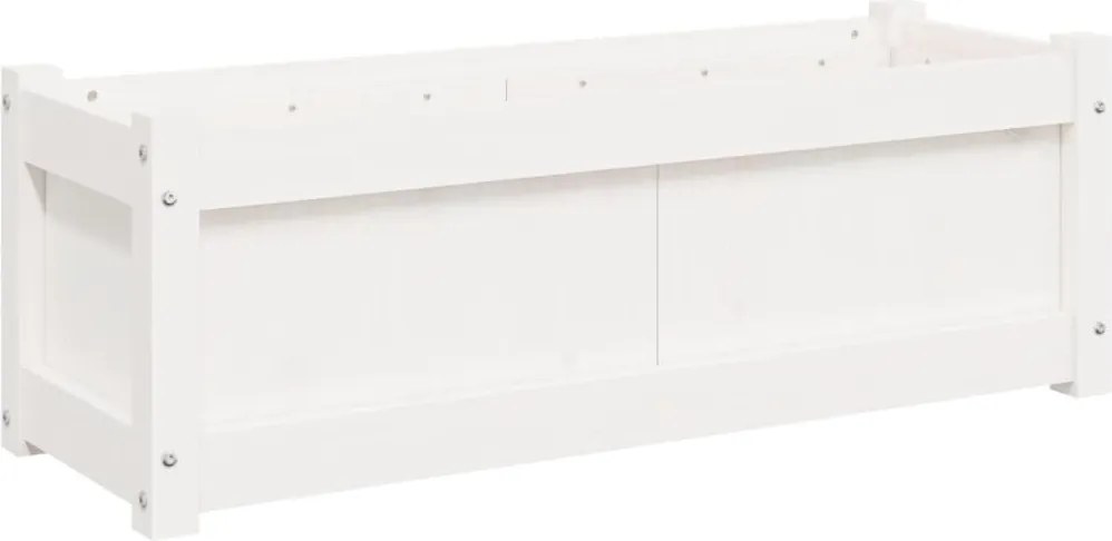 vidaXL Jardinieră de grădină, alb, 90x31x31 cm, lemn masiv de pin
