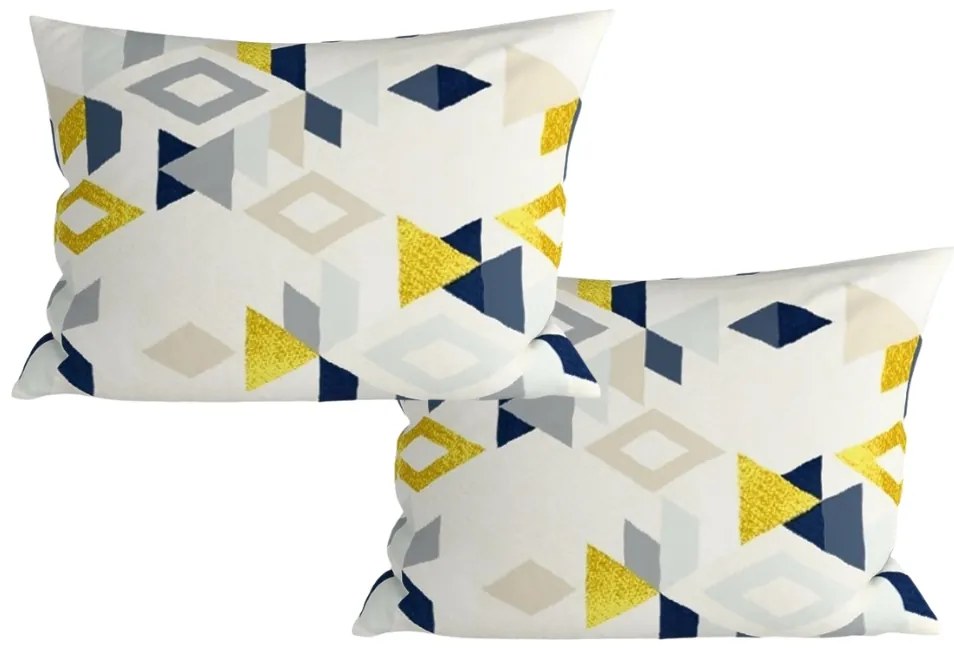 Set 2 huse decorative pentru perna din microfibra GEOMETRICA 50x70 cm, colorata