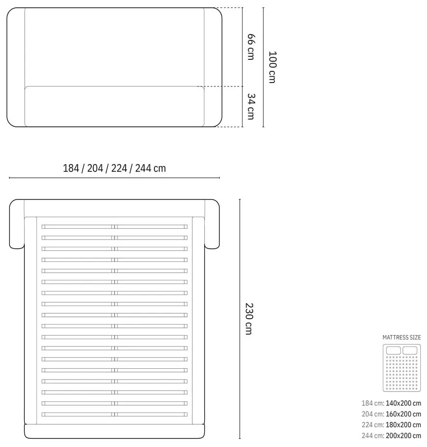 Pat matrimonial galben muștar tapițat cu spațiu de depozitare cu somieră 140x200 cm Jason – Windsor &amp; Co Sofas