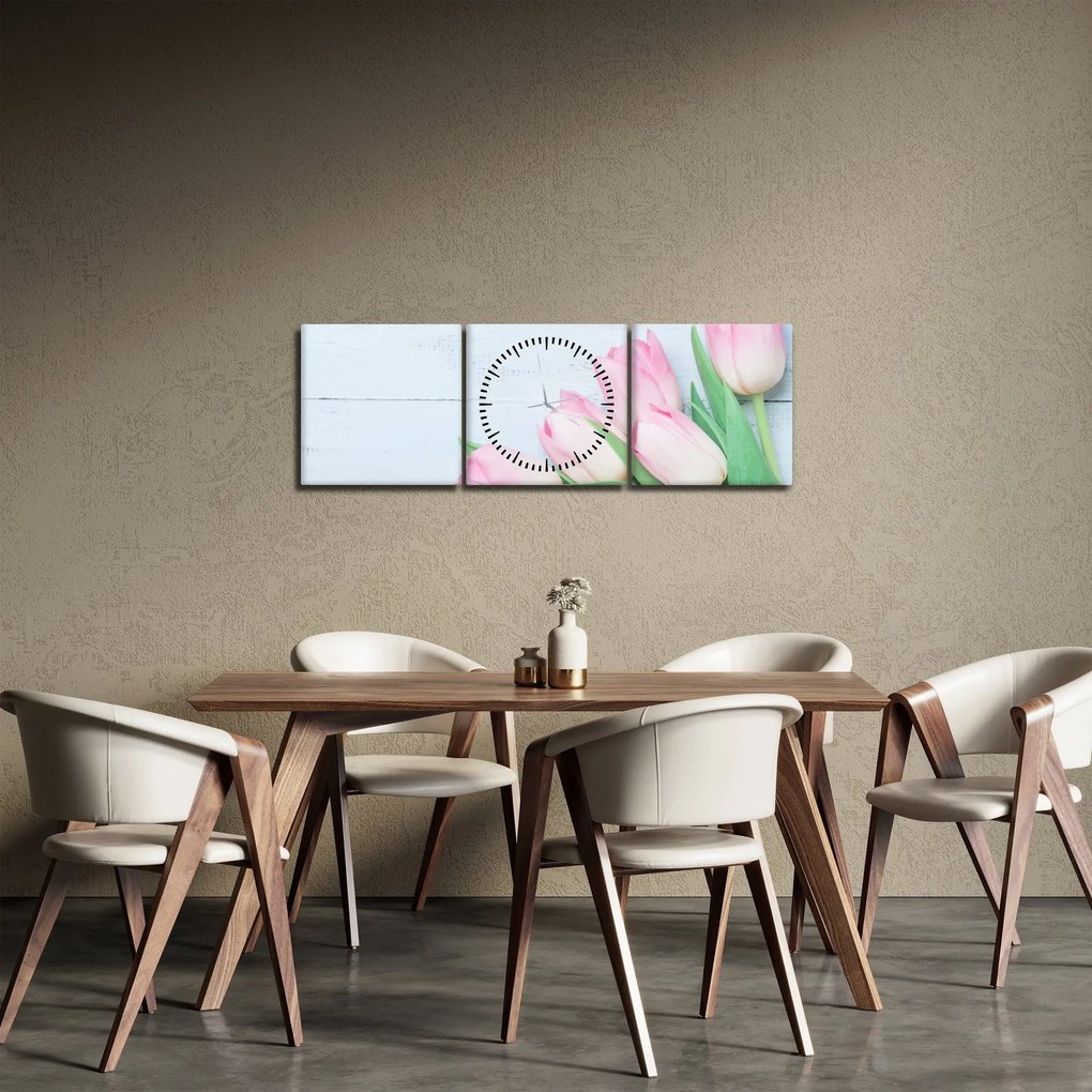 Tablou - Buchet de lalele (cu ceas) (90x30 cm)