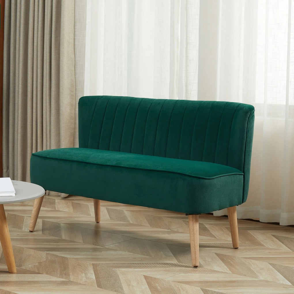 Canapea HOMCOM pentru două persoane - Mobilier de șezut elegant și confortabil în verde închis | Aosom Romania