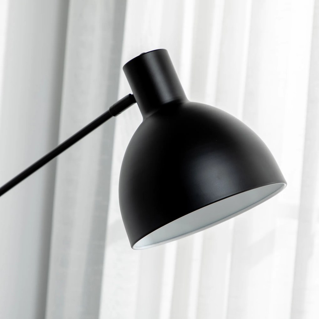 HOMCOM Lampadar de podea pentru living 40 W înălțime ajustabilă, abajur și braț pivotant, comutator la picior, soclu E27, negru | Aosom Romania
