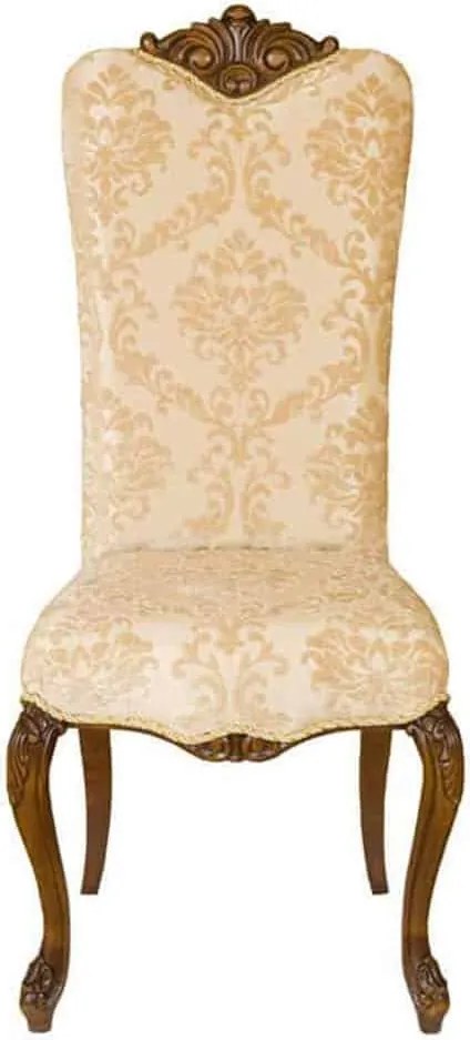 Scaun lemn masiv clasic Majestic cu Spătar Tapițat, 50 × 50 × 120 cm - Nuc