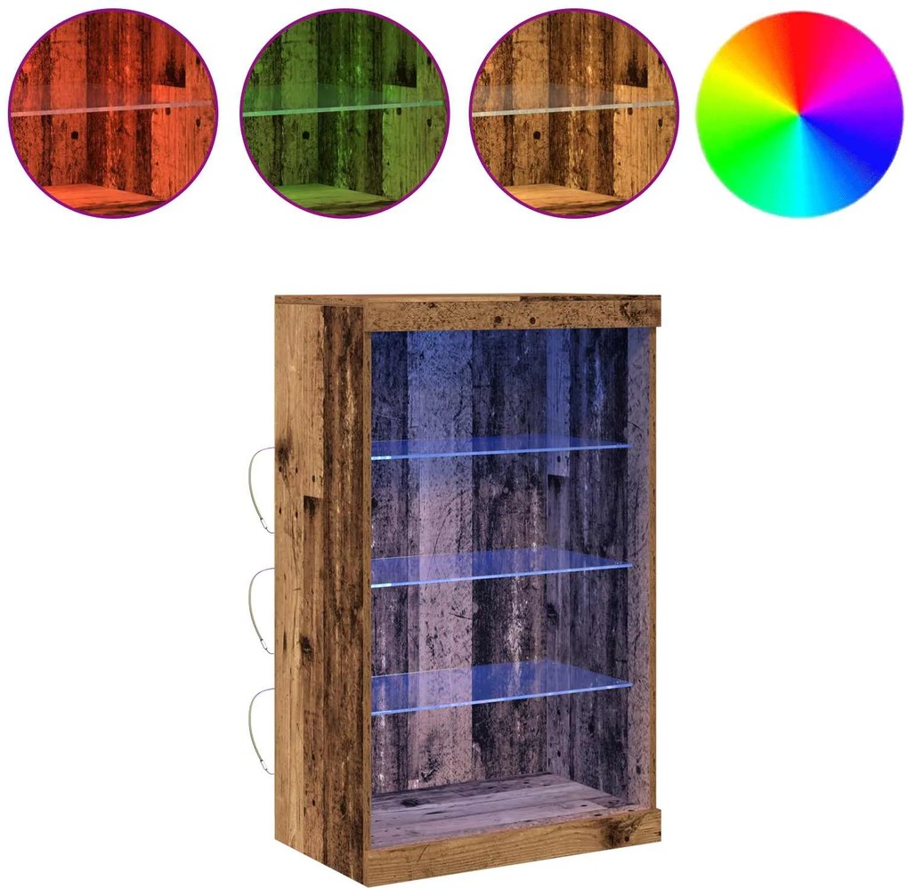 vidaXL Bufet LED Lemn vechi 60,5 x 37 x 100 cm Lemn compozit