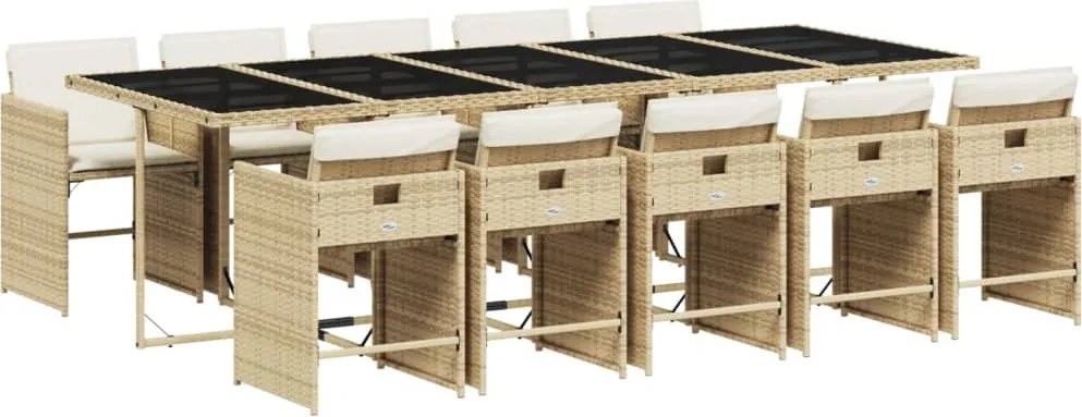 vidaXL Set mobilier de grădină cu perne, 11 piese, bej, poliratan