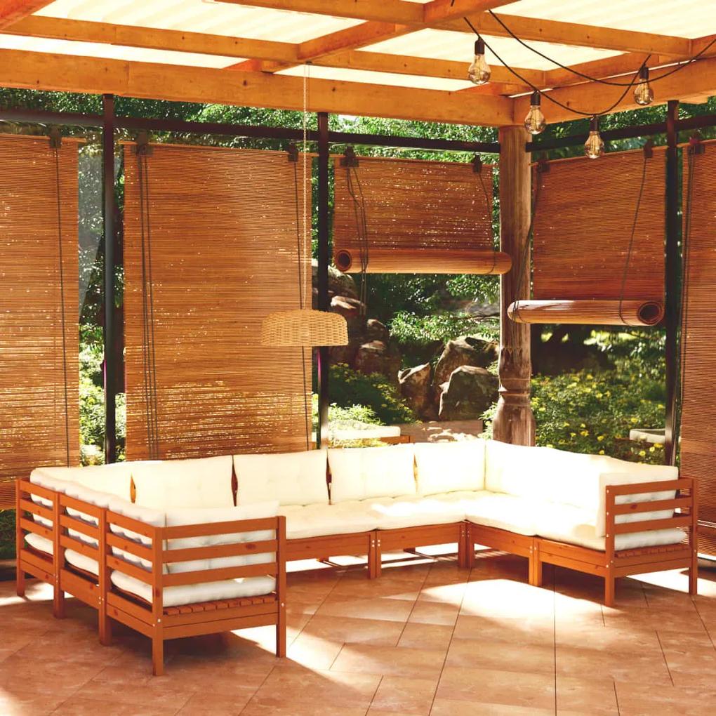 3097322 vidaXL Set mobilier grădină cu perne, 9 piese, maro miere, lemn de pin