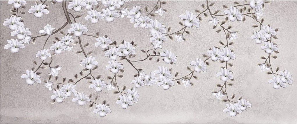 Tablou - Flori într-un peisaj gri (120x50 cm)