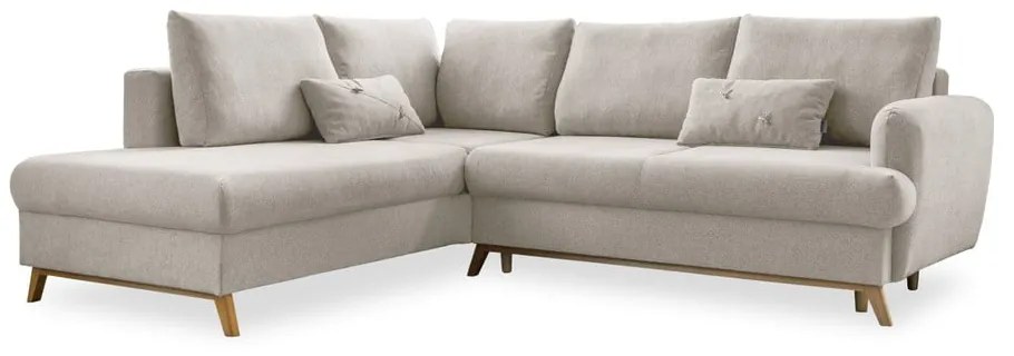 Colțar bej extensibil/cu spațiu de depozitare (cu colț pe partea stângă/în formă de ”L”) Scandic Lagom – Miuform