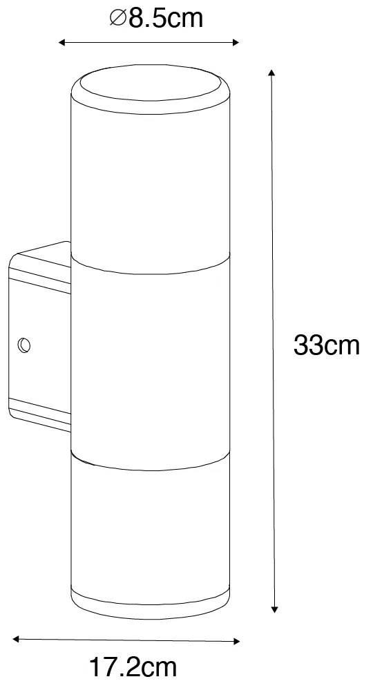 Lampa de perete exterioara moderna neagra cu 2 lumini IP44 - Odense