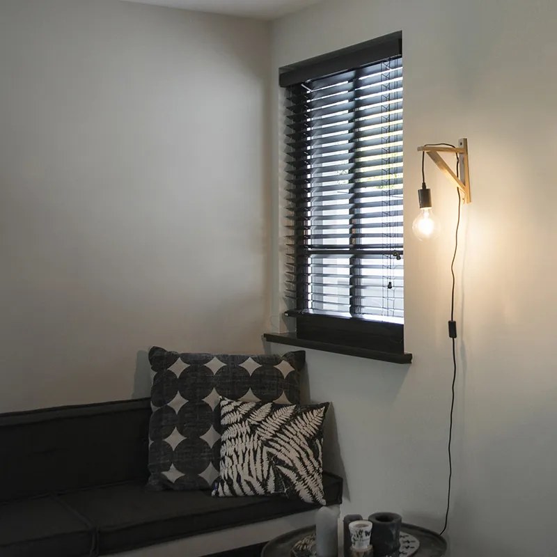 Lampă de perete din lemn cu negru - Galgje