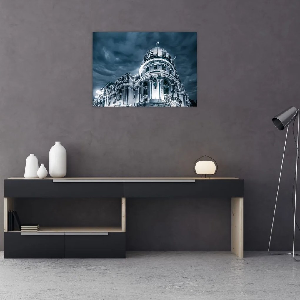 Tablou pe sticlă cu arhitectură în întuneric (70x50 cm)