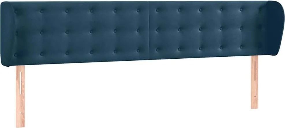 vidaXL Tăblie pat cu aripioare albastru închis 203x23x78/88 cm catifea