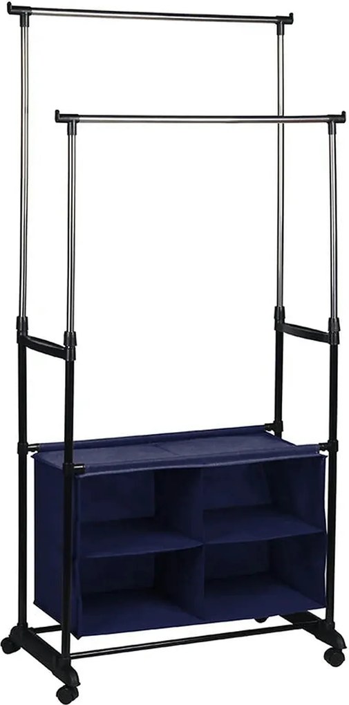 Stander haine SANDOR, argintiu/negru, metal, 80x42x165 cm